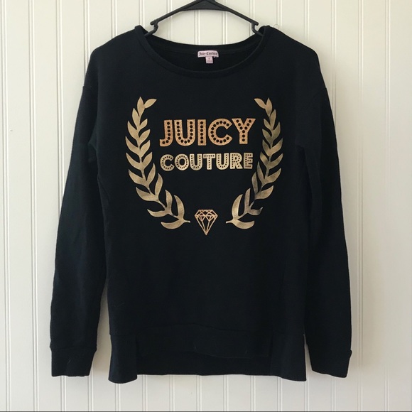 Juicy Couture Tops - Juicy Couture Black and Gold Logo Sweatshirt
